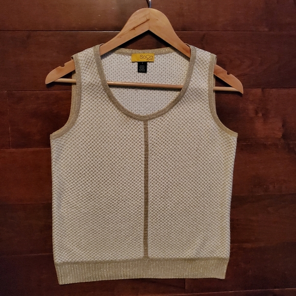 SoCa St. John Metallic Gold Thread Knit Vest Size XS - Picture 1 of 6